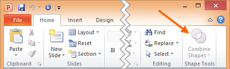 PowerPoint 2010: Combine Shape Command in Ribbon