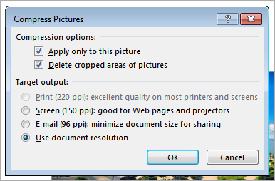 PowerPoint: Compress Pictures Dialog