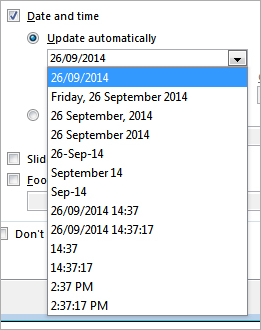 PowerPoint: Header and Footer Date and Time