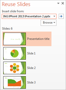 PowerPoint: Reuse Slides > Thumbnails