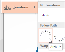 Text Transform Arch up