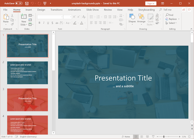 PowerPoint Presentation with Unsplash Backgrounds